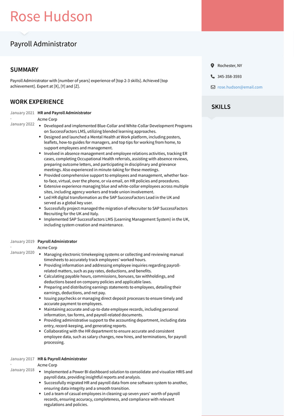 3 Payroll Administrator Resume Examples And Templates   Payroll Administrator Resume Example Modern 
