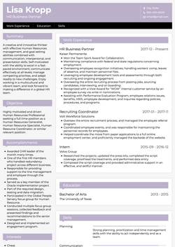Professional CV Template and Example - Oak by VisualCV	