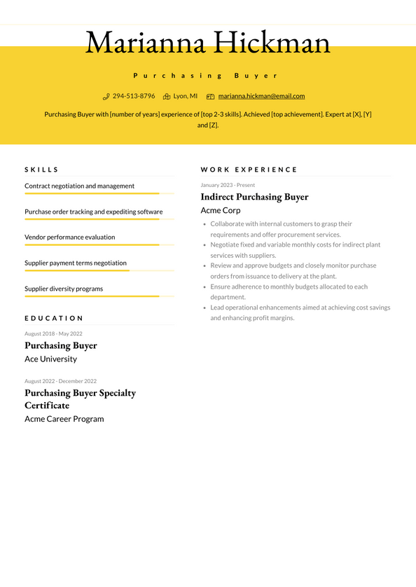 Purchasing Buyer Resume Examples and Templates