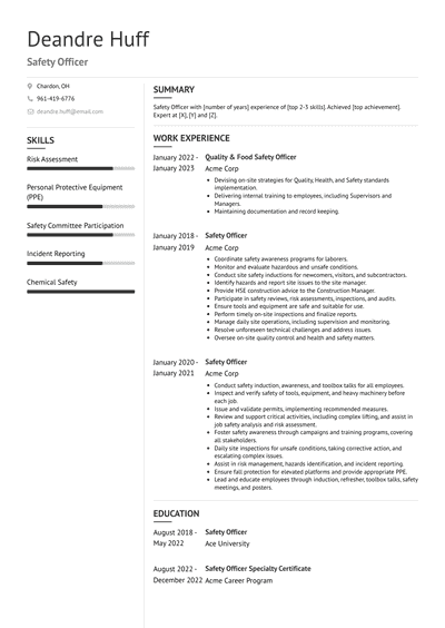 Safety Officer Resume Examples and Templates