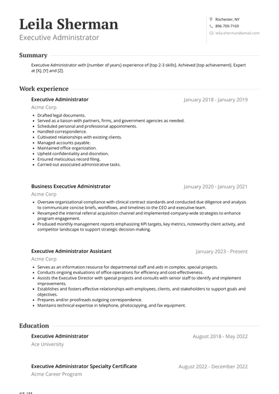 Executive Administrator Resume Examples and Templates