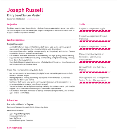 3 Scrum Master Resume Examples: Scrum, Agile Scrum & Entry Level Scrum ...