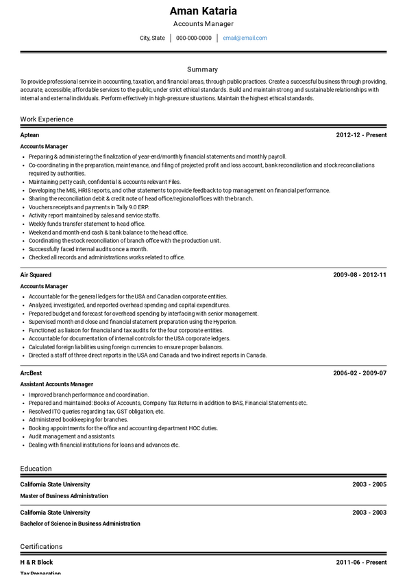 Co-manager Resume Samples and Templates | VisualCV