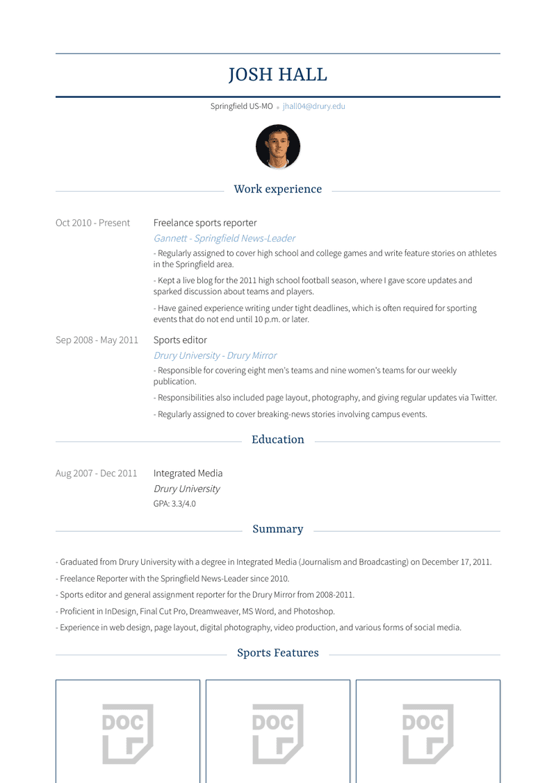 Sports Reporter Resume Samples and Templates | VisualCV