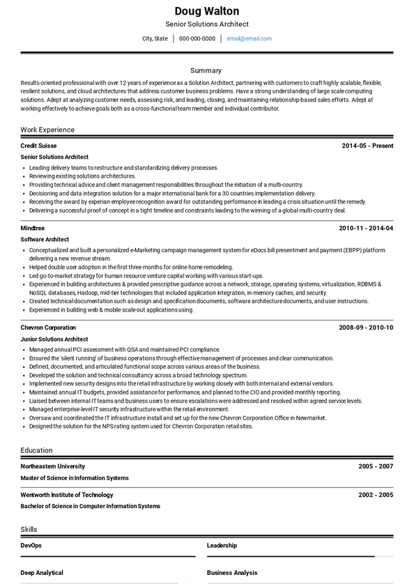 Solution Architect Resume Samples and Templates | VisualCV