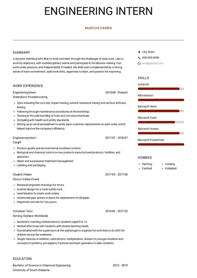 Engineering Intern Resume Samples and Templates | VisualCV