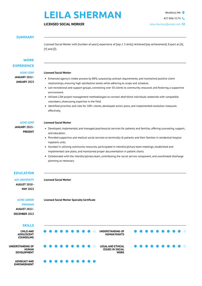 Licensed Social Worker Resume Examples and Templates