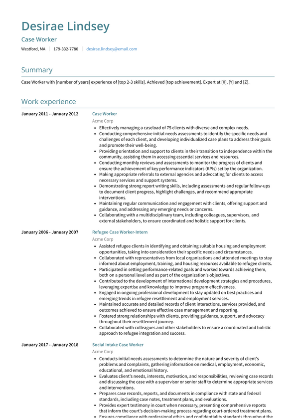 Case Worker Resume Examples And Templates