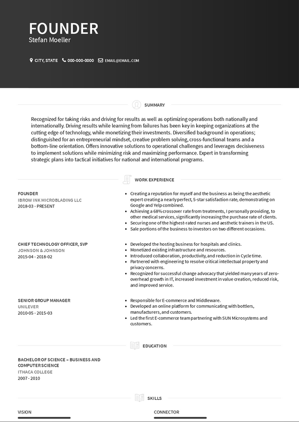 Founder Resume Samples and Templates | VisualCV