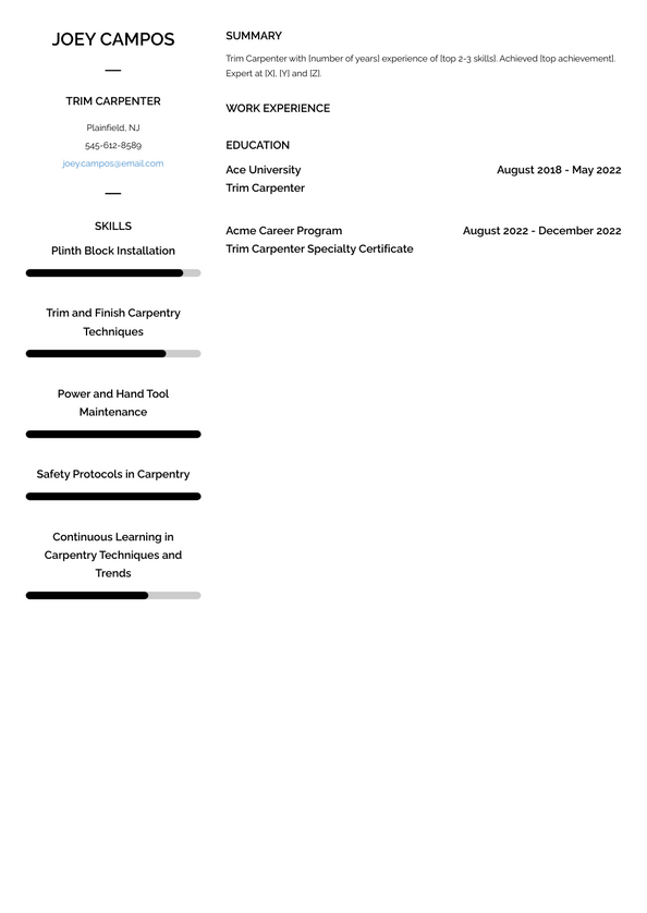 Trim Carpenter Resume Examples and Templates