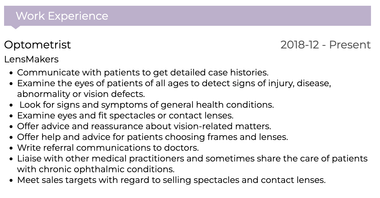 optometrist personal statement examples