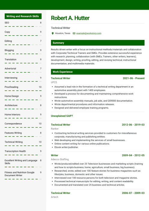 green color resume template maple