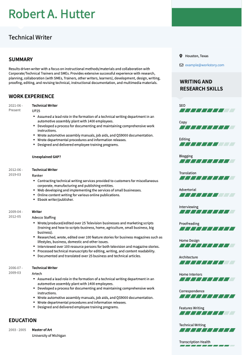 green color resume template modern