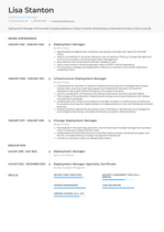 Deployment Manager Resume Examples and Templates