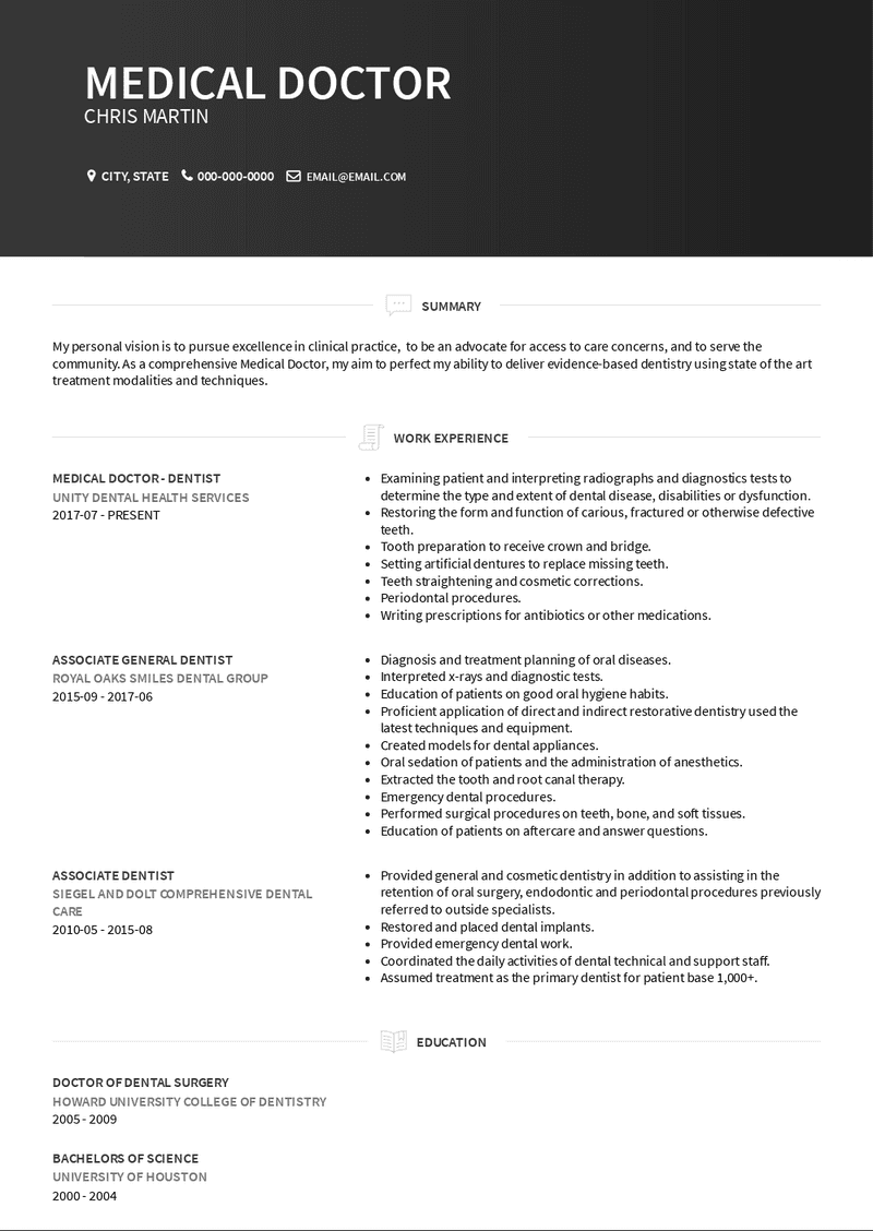 sample resume objectives for doctors