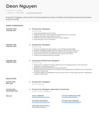 Production Designer Resume Examples and Templates