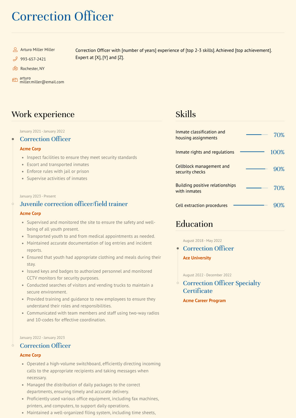 Correction Officer Resume Examples And Templates
