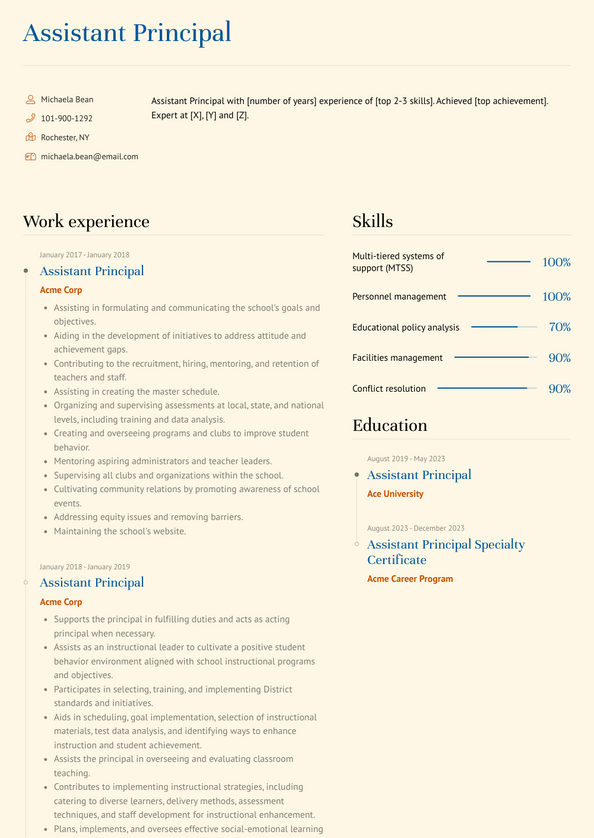 Assistant Principal Resume Examples and Templates