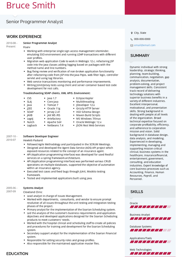 Programmer Analyst Resume Samples and Templates | VisualCV