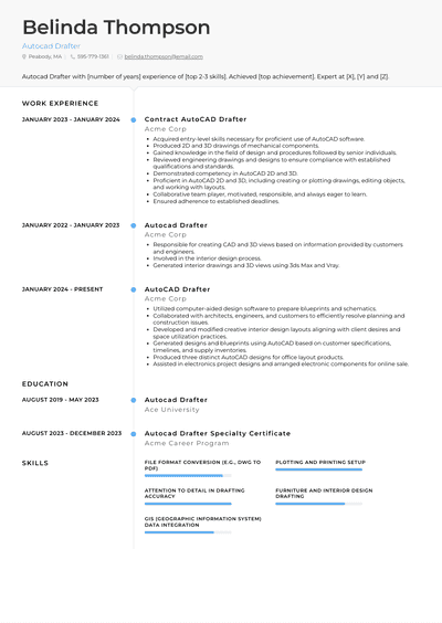 Autocad Drafter Resume Examples and Templates