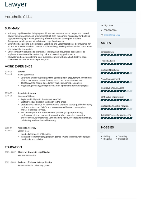 3 Lawyer Resume Samples & Examples for 2022 | VisualCV