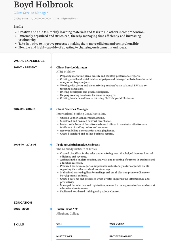 Service Manager Resume Samples and Templates | VisualCV