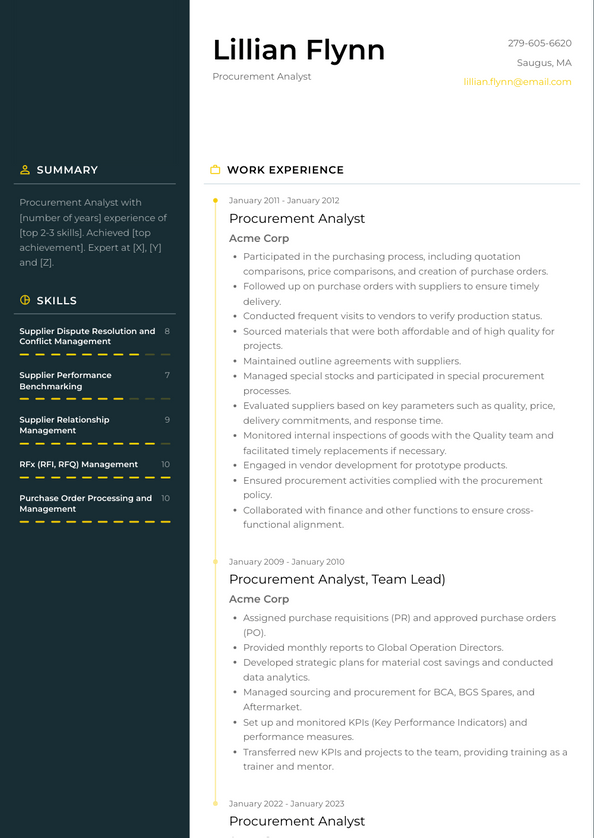 Procurement Analyst Resume Examples and Templates