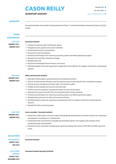 Accountant Assistant Resume Examples and Templates