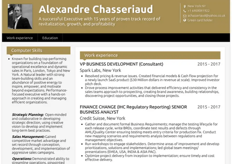 executive resume generated using ai