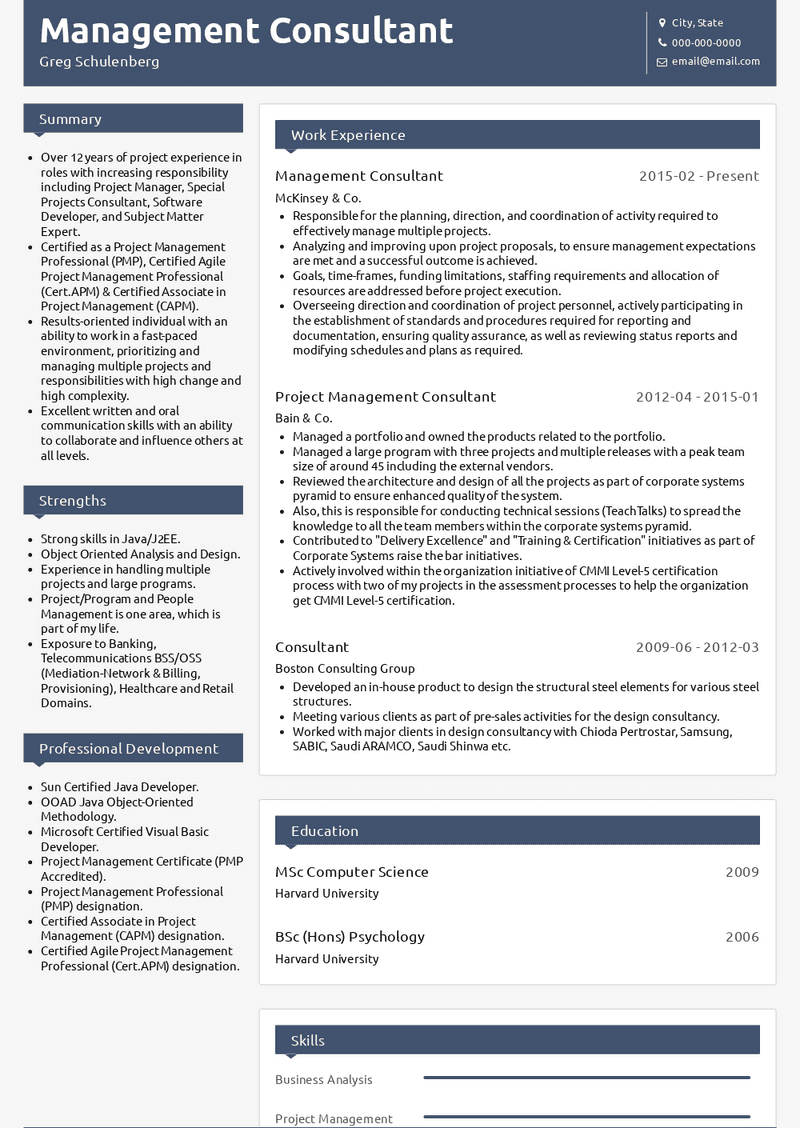 Management Consultant Resume Samples And Templates VisualCV