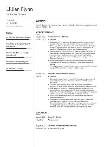 Senior Art Director Resume Examples and Templates