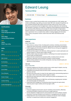 Technical Writer Resume Template and Example - Summit by VisualCV