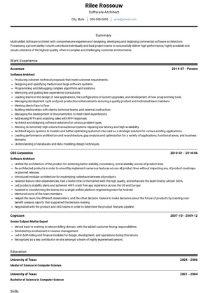 Software Architect Resume Samples and Templates | VisualCV