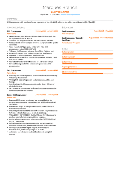 Sas Programmer Resume Examples And Templates