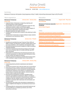 3+ Mechanical Technician Resume Examples and Templates