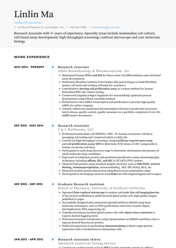 Research Associate Resume Samples and Templates | VisualCV