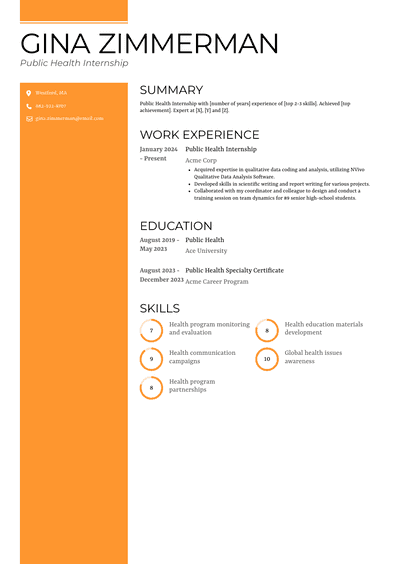 Public Health Internship Resume Examples And Templates