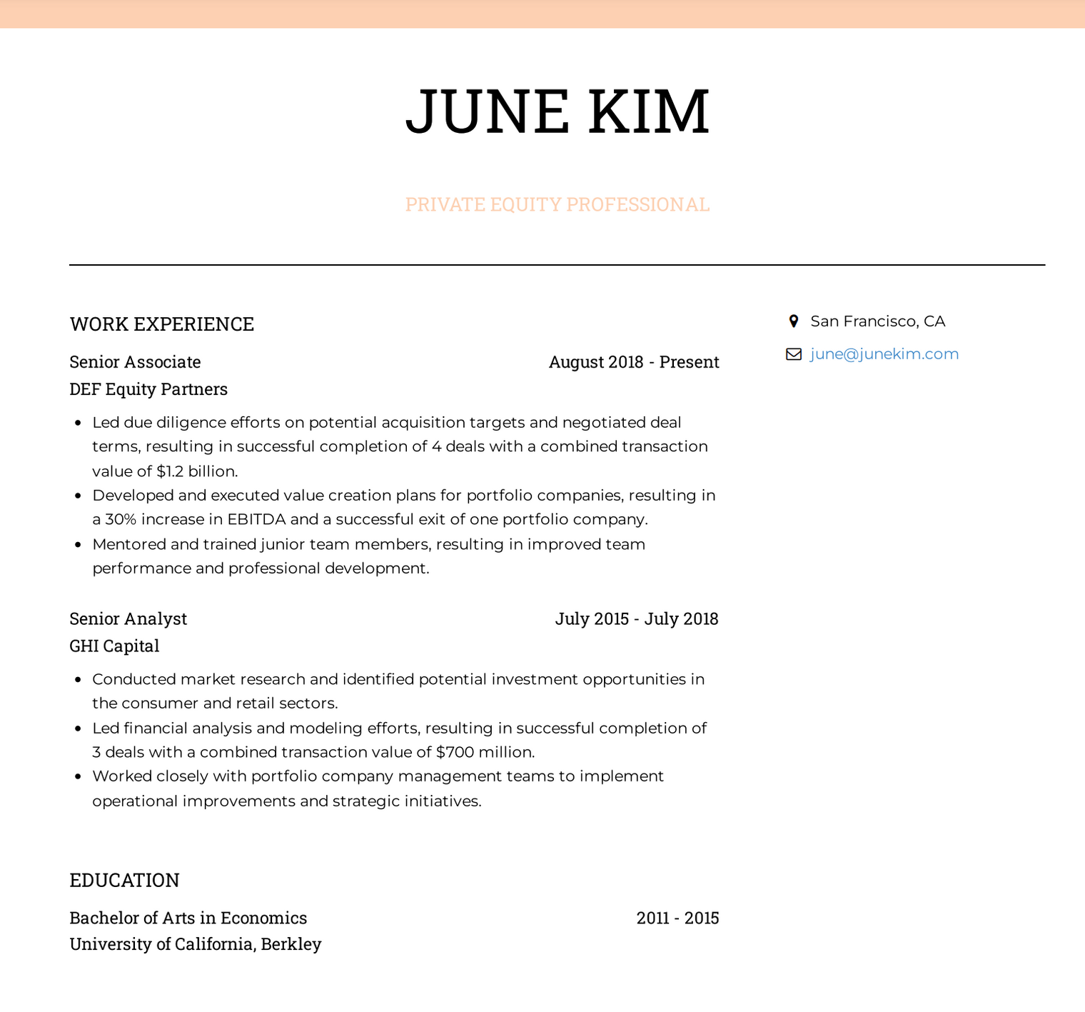 How to Write a Private Equity Resume - Advice and Resume Examples