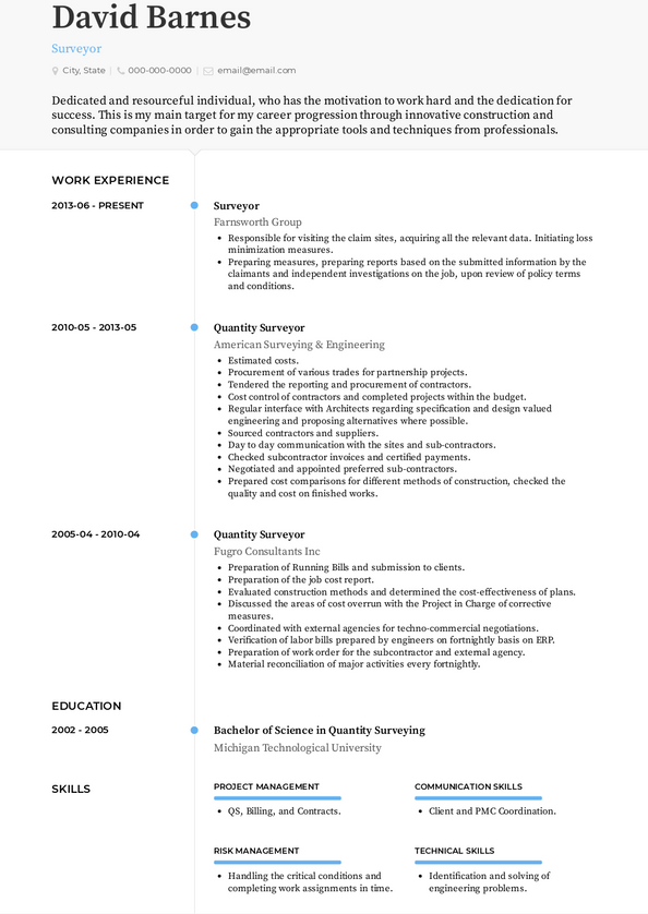 Land Surveyor Resume Examples and Templates