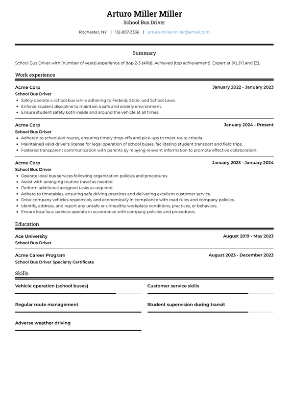 School Bus Driver Resume Examples and Templates