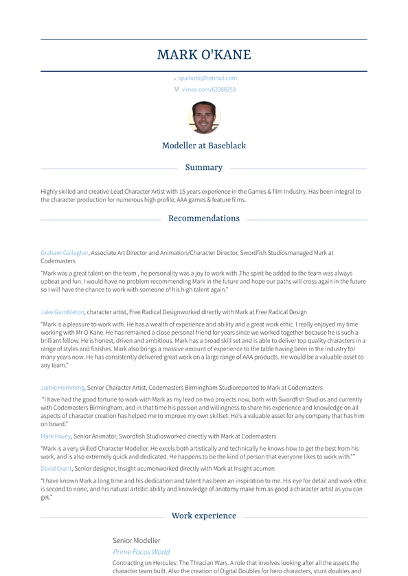 Model Resume Samples and Templates | VisualCV