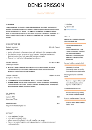 Graduate Assistant - Resume Samples and Templates | VisualCV