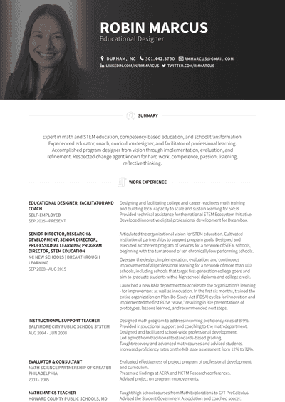 Facilitator Resume Samples and Templates | VisualCV