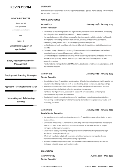 Senior Recruiter Resume Examples and Templates