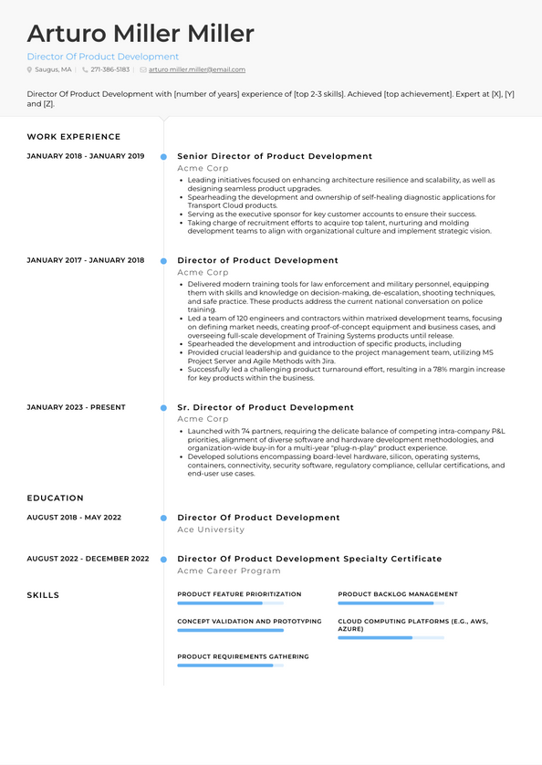 Director Of Product Development Resume Examples and Templates