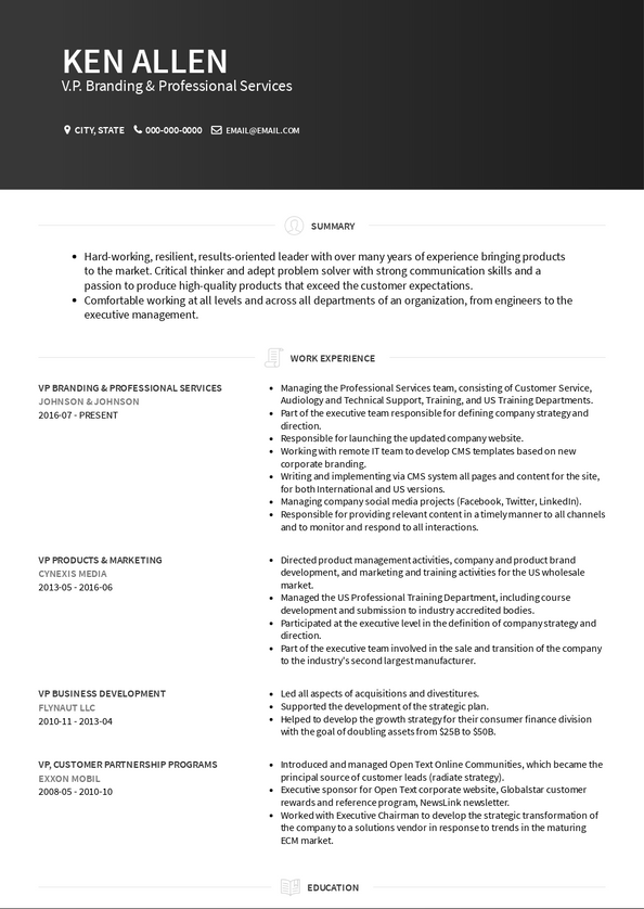 VP Resume Samples and Templates | VisualCV