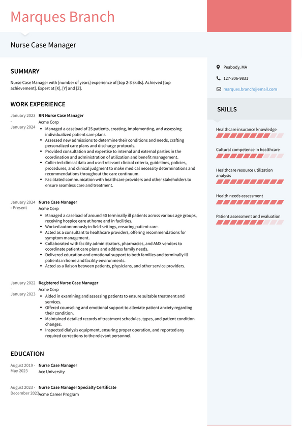 Nurse Case Manager Resume Examples and Templates