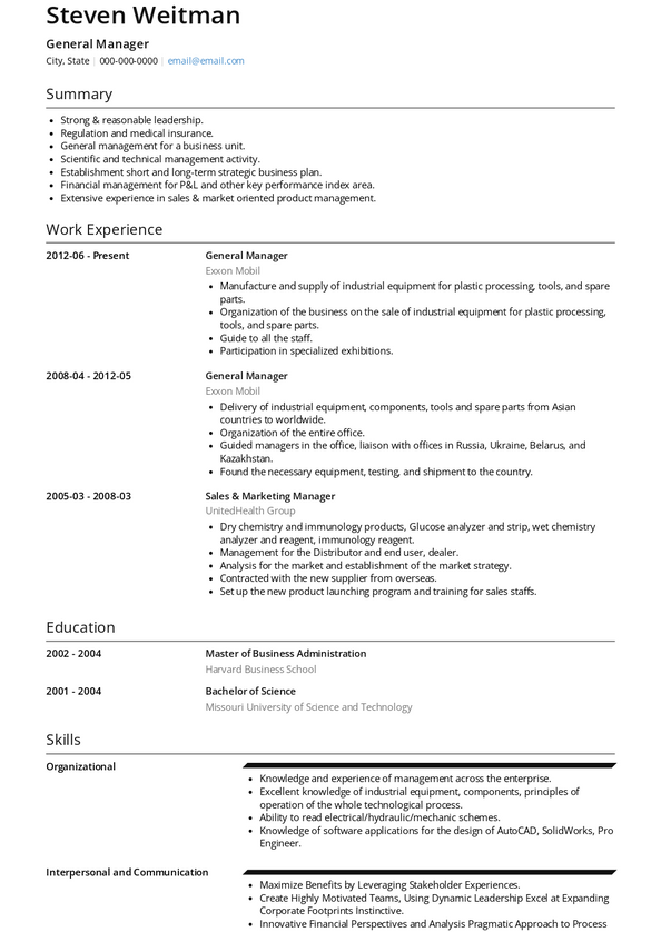 General Manager Resume Samples and Templates | VisualCV