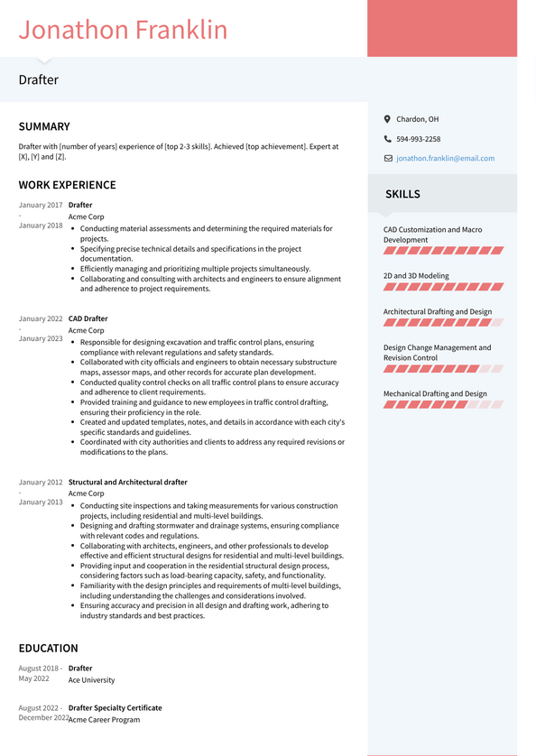 Drafter Resume Examples And Templates