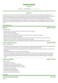 Plumber CV Examples & Templates | VisualCV